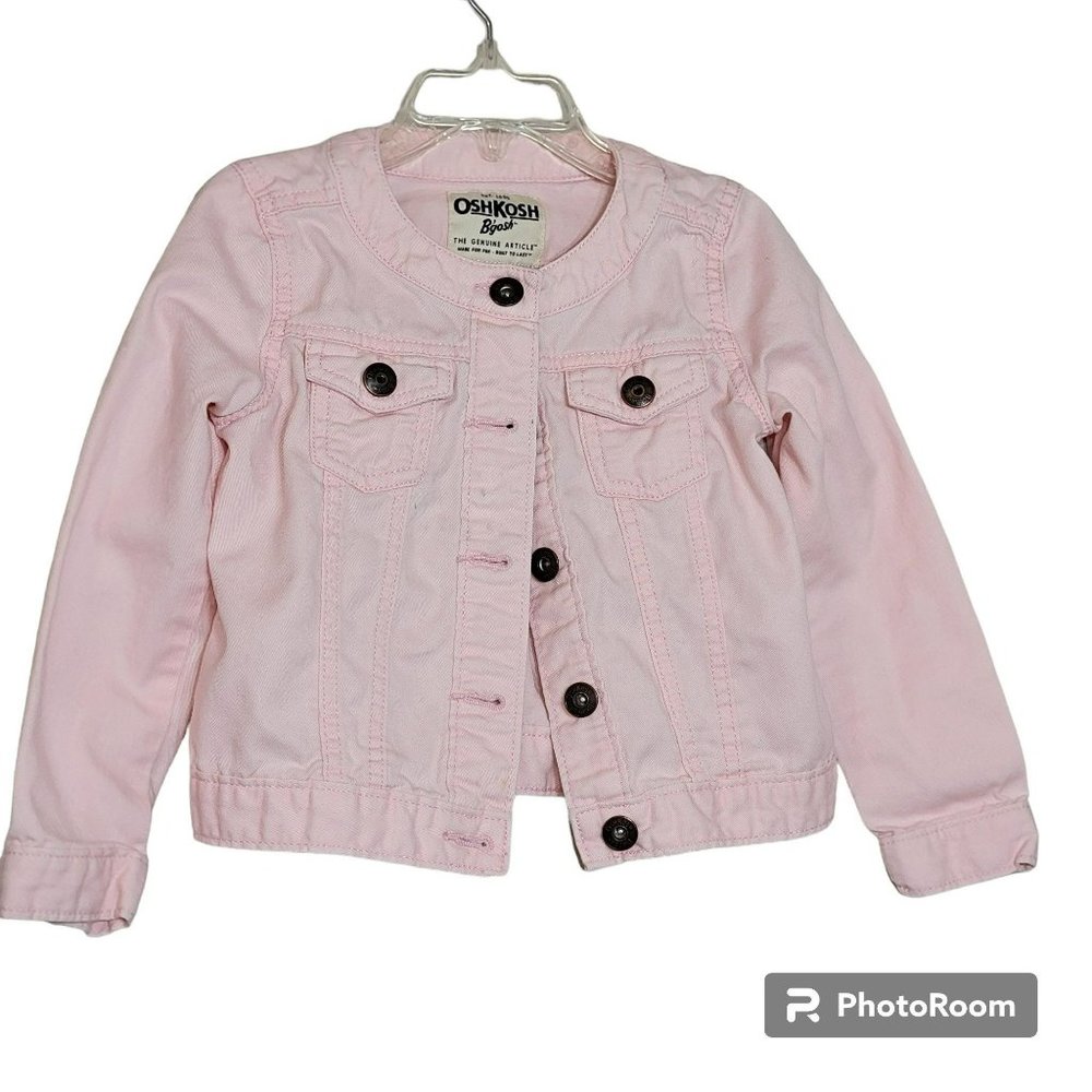 Osh Kosh B'Gosh Denim Jacket, Girls 5T, Pink Denim, Button Closure, Cotton, GUC
